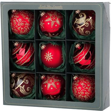 Christbaumkugeln Weihnachtskugeln Glas Ø 8 cm 9 Stück rot