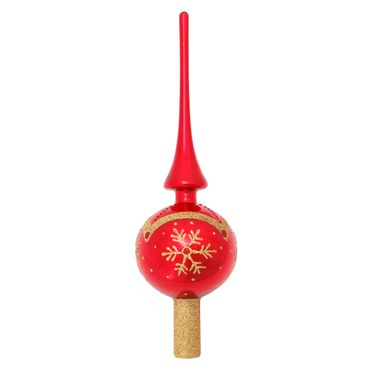 Christbaumschmuck Christbaumspitze Glas Ø 7 x 28 cm rot glänzend