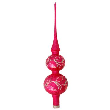 Christbaumschmuck Christbaumspitze Glas Ø 7 x 30 cm rot Eislack