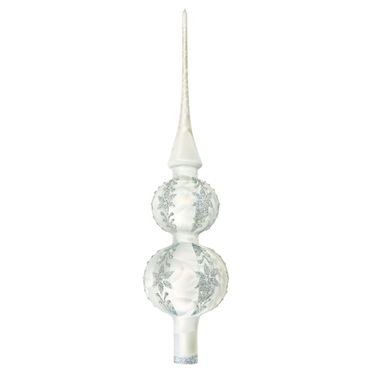 Christbaumschmuck Christbaumspitze Glas Ø 7 x 30 cm silber Eislack