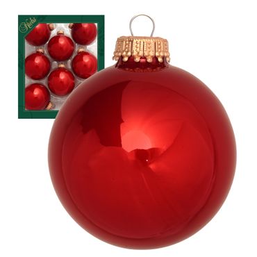 Christbaumkugeln Weihnachtskugeln Glas Ø 7 cm 8 Stück feuerrot glanz