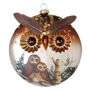 Christbaumschmuck Glas Eule Diskusform 12 cm 1 Stück 