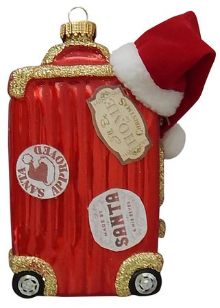 Christbaumschmuck Glas Santa Reisekoffer 11 cm 1 Stück rot