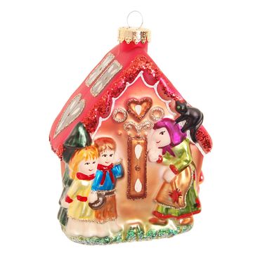 Christbaumschmuck Glas Lebkuchenhaus Hänsel&Gretel 13 cm multicolor