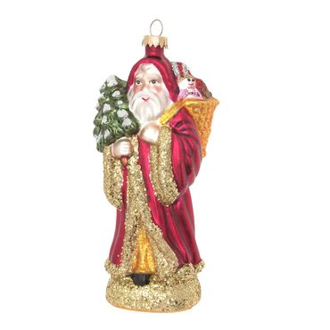Christbaumschmuck Glas Santa Geschenkkorb & Baum 17cm multicolor