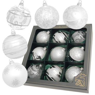 Christbaumkugeln Weihnachtskugeln Glas Ø 8 cm 9 Stück silber
