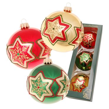 Christbaumkugeln Weihnachtskugeln Glas Ø 8 cm 3 Stück rot/grün/gold