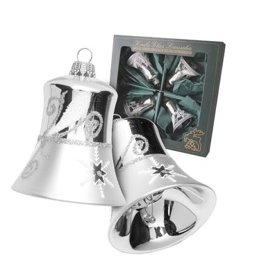 Christbaumschmuck Glocken Glas Größe 7cm 4 Stück silber