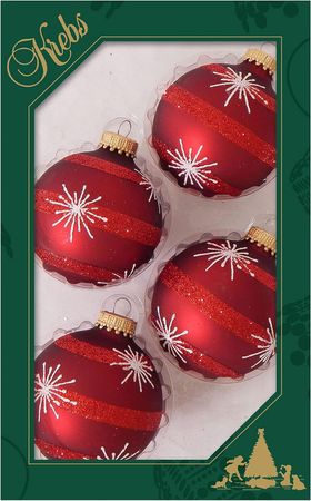 Christbaumkugeln Weihnachtskugeln Glas Ø 7cm 4 Stück rot/matt
