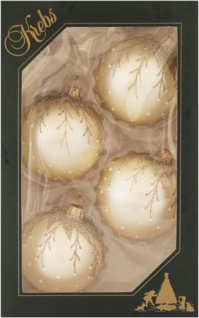 Christbaumkugeln Weihnachtskugeln Glas Ø 7cm 4 Stück gold/Zweigen