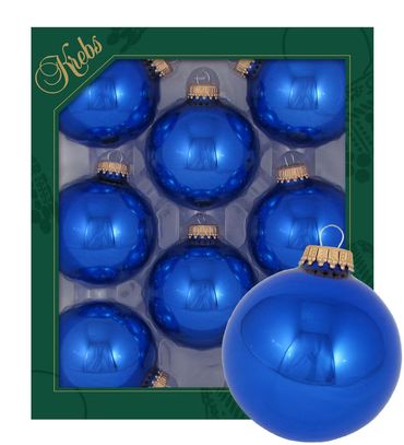 Christbaumkugeln Weihnachtskugeln Glas Ø 7 cm 8 Stück blau/glänzend