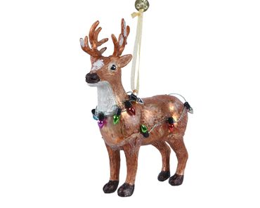 Christbaumschmuck Hirsch Waldtier Glas 11 cm rotbraun 1 Stück