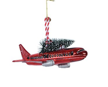 Christbaumschmuck Flugzeug Glas 15 cm rot 1 Stück