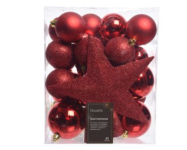Christbaumkugeln Weihnachtskugeln bruchfest Ø 8 cm 33 Stück rot