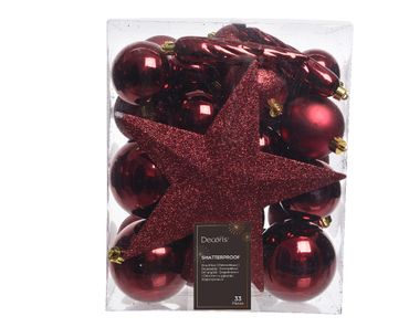 Christbaumkugeln Weihnachtskugeln bruchfest Ø 8 cm 33 Stück rot