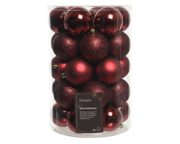 Christbaumkugeln Weihnachtskugeln bruchfest Ø 8 cm 34 Stück rot