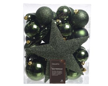 Christbaumkugeln Weihnachtskugeln bruchfest Ø 8 cm 33 Stück grün