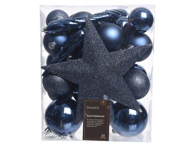 Christbaumkugeln Weihnachtskugeln bruchfest Ø 8 cm 33 Stück blau