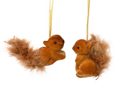 Christbaumschmuck Eichhörnchen Kunststoff 4 cm braun beflockt 2er Set