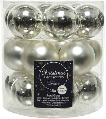 Christbaumkugeln Weihnachtskugeln Glas Ø 4 cm silber 18 Stück