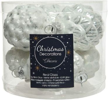Christbaumschmuck Zapfen Glas Ø 5 cm Länge 7 cm 6 Stück silber