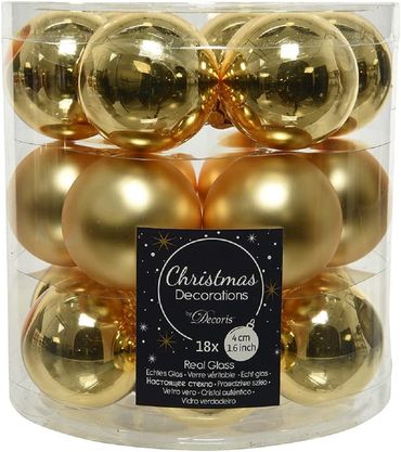 Christbaumkugeln Weihnachtskugeln Glas Ø 4 cm hellgold 18 Stück