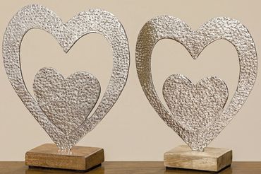 Herz Dekoherz Alu Mangoholz Tischdeko Hochzeit H 22 groß