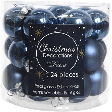 Christbaumkugeln Weihnachtskugeln Glas Ø 2,5 cm 24 Stück nachtblau