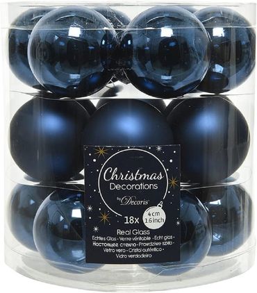 Christbaumkugeln Weihnachtskugeln Glas Ø 4 cm nachtblau 18 Stück