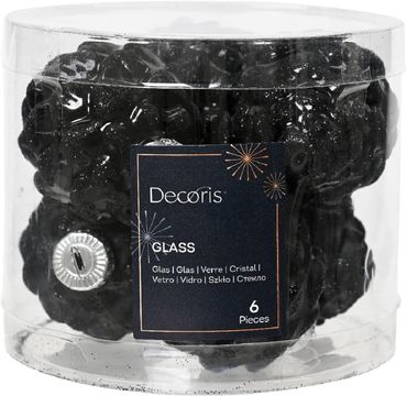 Christbaumschmuck Zapfen Glas Ø 5 cm Länge 7 cm 6 Stück schwarz