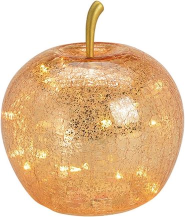 LED Dekolampe Apfel Glas 20er LED Lichterkette Timer Ø16 gold