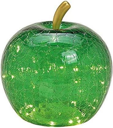 LED Dekolampe Apfel Glas 20er LED Lichterkette Timer Ø16cm grün