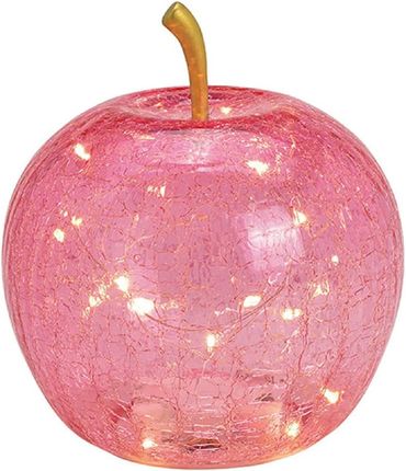 LED Dekolampe Apfel Glas 20er LED Lichterkette Timer Ø16cm pink