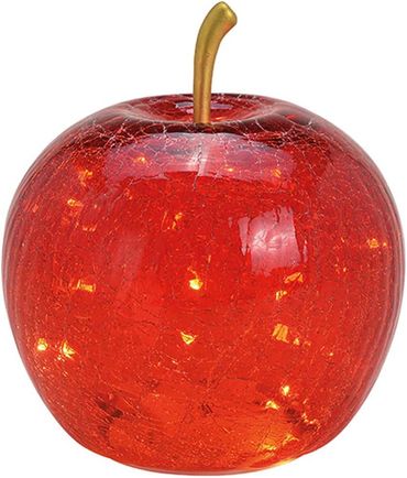 LED Dekolampe Apfel Glas 20er LED Lichterkette Timer Ø16cm rot