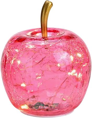 LED Dekolampe Apfel Glas 10er LED Lichterkette Timer Ø 11cm pink/rosa