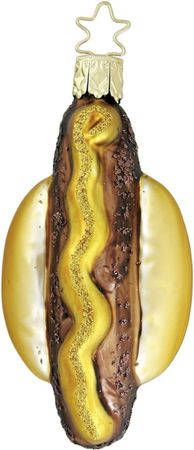 Christbaumschmuck Coburger Bratwurst Glas 9 cm braun gold