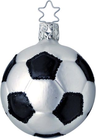 Christbaumschmuck Fußball Glas 7,5 cm schwarz weiß