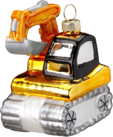 Christbaumschmuck Bagger Glas 7,5 cm gelb