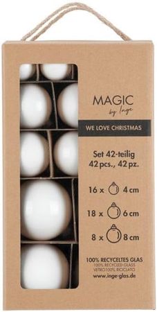 Christbaumkugeln Weihnachtskugeln Glas Ø 4/6/8 cm 42 Stück pure white