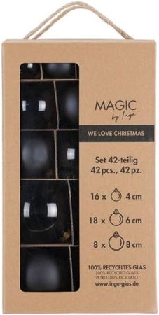 Christbaumkugeln Weihnachtskugeln Glas Ø 4/6/8 cm 42 Stück ebony black