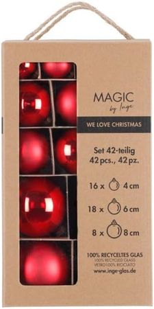 Christbaumkugeln Weihnachtskugeln Glas Ø 4/6/8 cm 42 Stück merry red