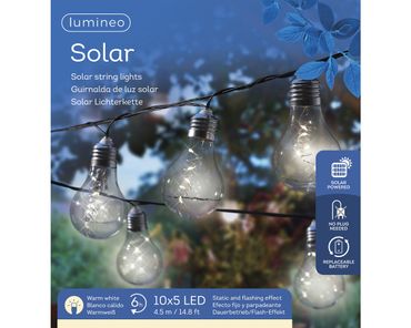 Solar Party-Beleuchtung Plastik 10x5 LED L.450cm transparent/warm weiß