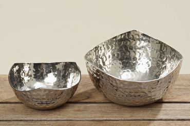 Dekoschale Ø.11/15 H.5/7 cm  Aluminium Silber 2 er Set