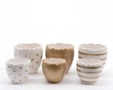 Pflanztopf Keramik Ø 10,5/H.10,5 cm braun weiß 2-teilig