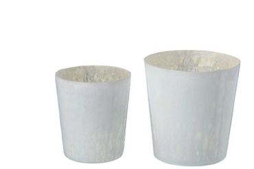 Windlicht Glas lackiert weiß H14/15 cm Ø 12/15 cm 2er Set