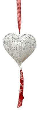 Deko-Hänger Herz Metall weiß/rot H/B/T 22/21/1 cm