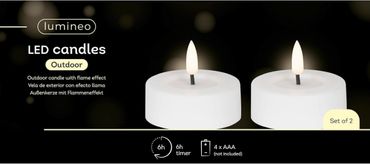 LED Teelicht Plastik Flacker-Effekt D.6.5cm H.5cm weiß/warmweiß 2 St,