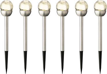 Solar Stabbeleuchtung Glas D.6cm H.24.5cm crackle/warmweiß 6 Stück