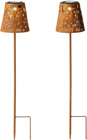 Solar Stabbeleuchtung Eisen  D.12cm H.58.5cm rustikalbraun