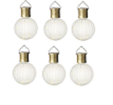 Solar Birne Plastik D.8cm H.11cm transparent/warm weiß 6 Stück